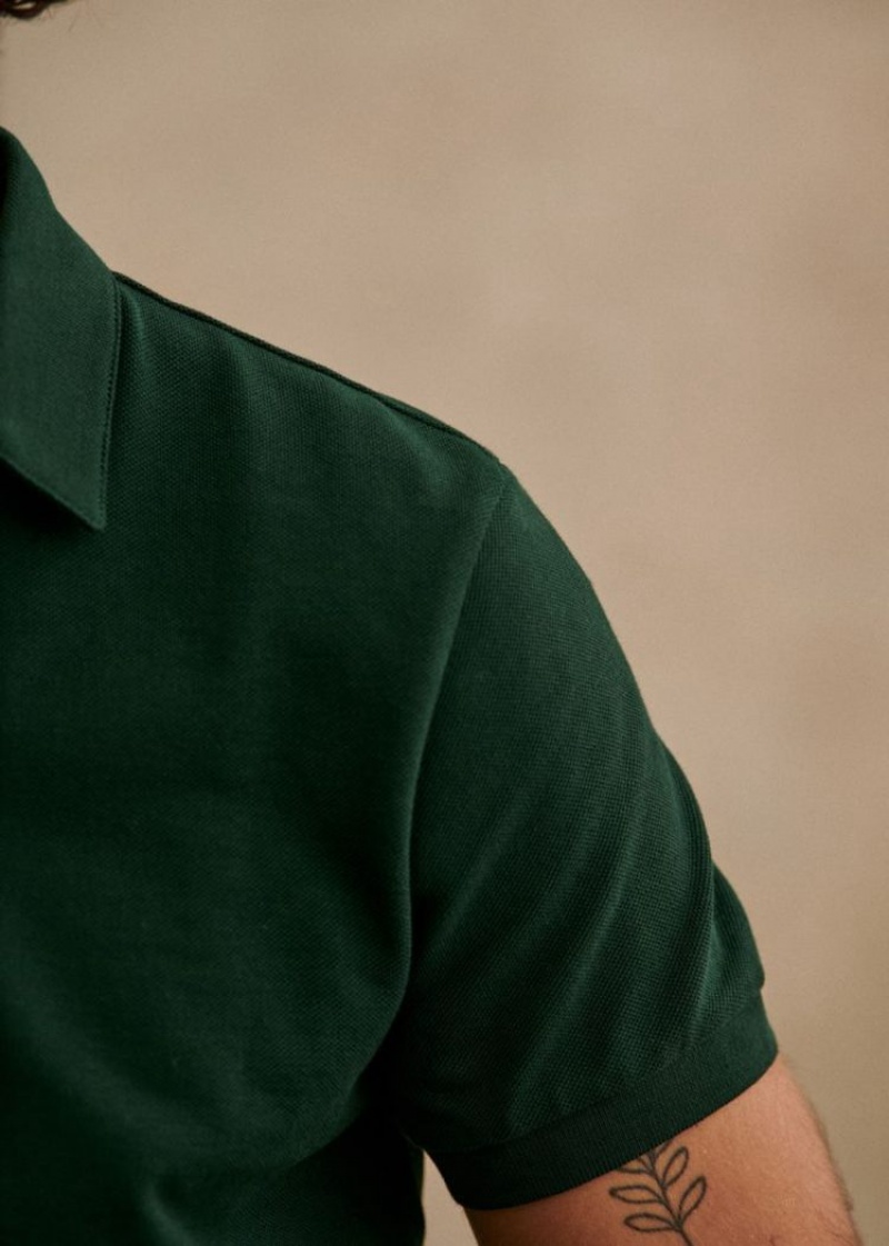 Dark Green Sézane Cross Polo Men's Shirts | USA WJI-180256