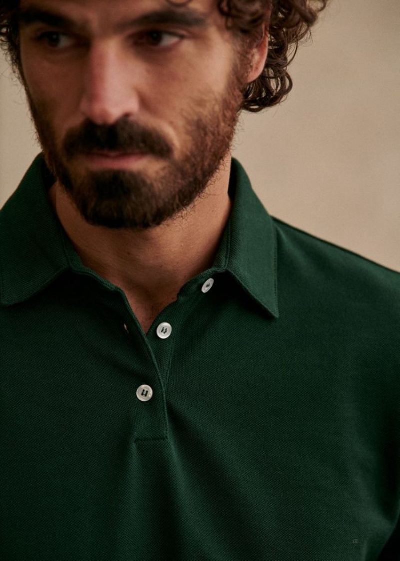 Dark Green Sézane Cross Polo Men's Shirts | USA WJI-180256