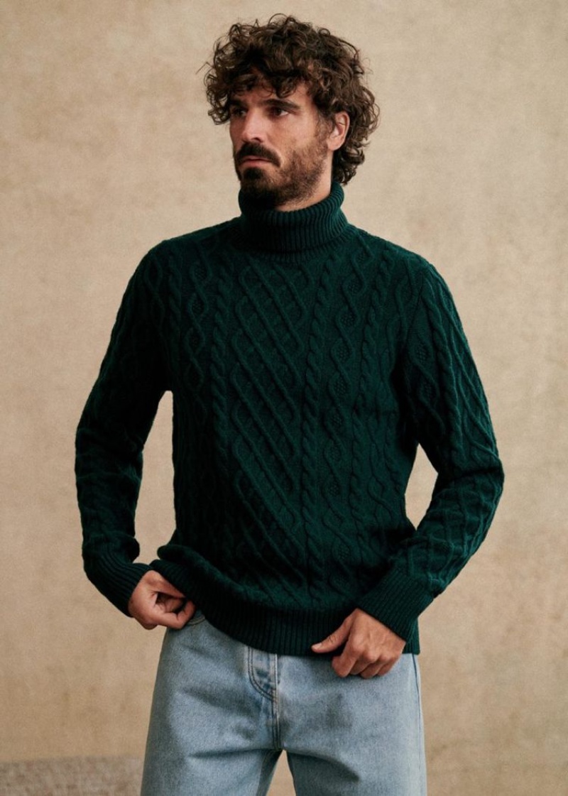 Deep Green Sézane Ayden Men's Sweater | USA AFT-368052