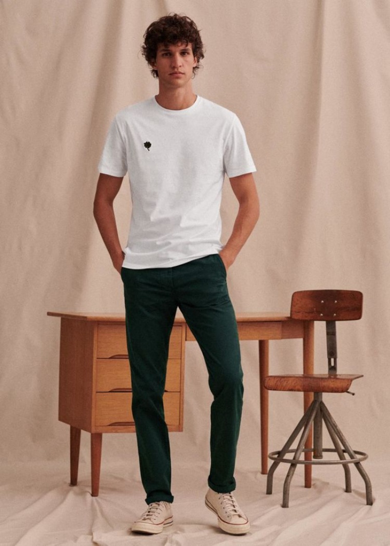 Deep Green Sézane Tom Chinos Men's Trousers | USA AZL-738041