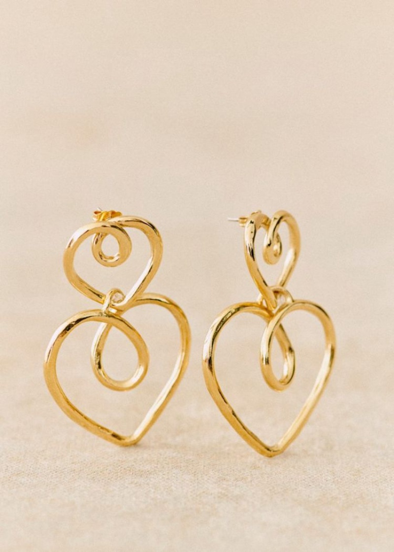 Gold Sézane Cœur Women's Earrings | USA ACL-024673