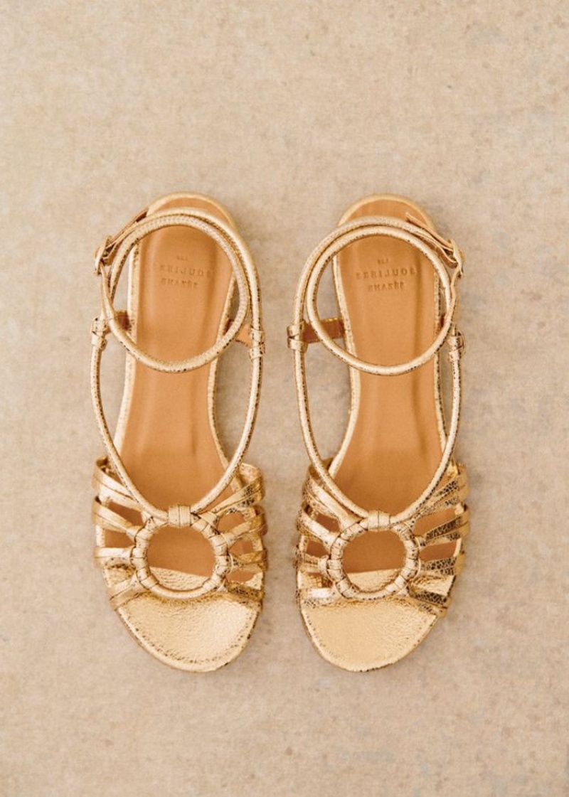 Gold Sézane Low Gloria Women's Sandals | USA RKI-248590