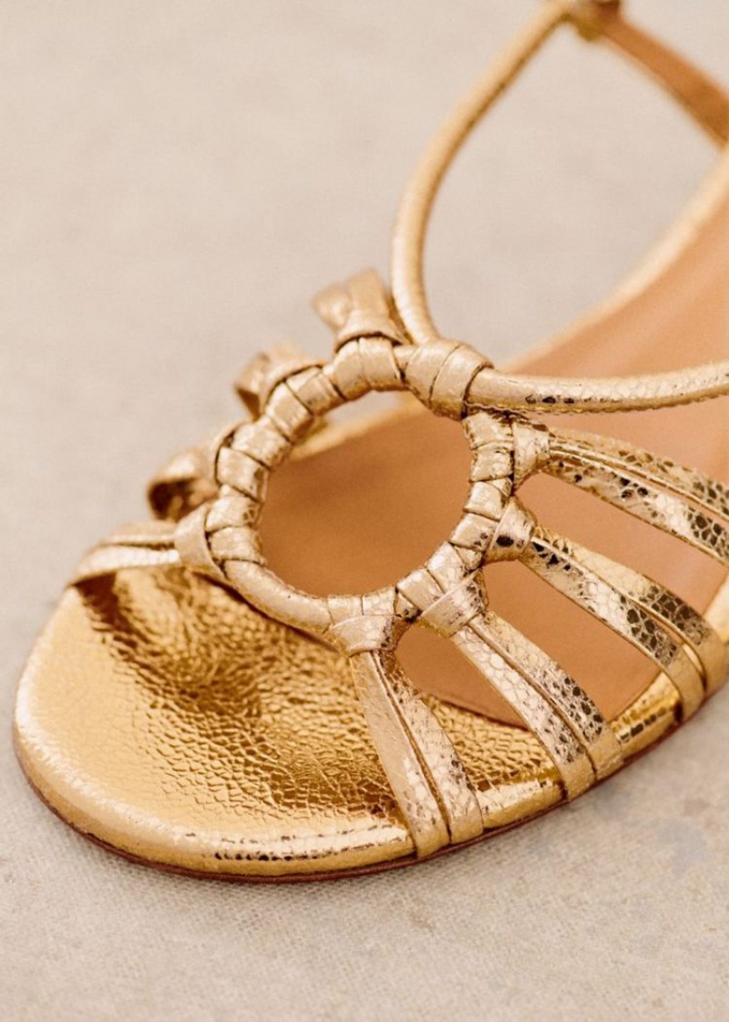 Gold Sézane Low Gloria Women's Sandals | USA RKI-248590