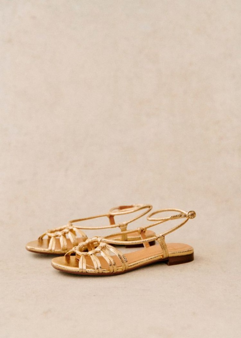 Gold Sézane Low Gloria Women\'s Sandals | USA RKI-248590