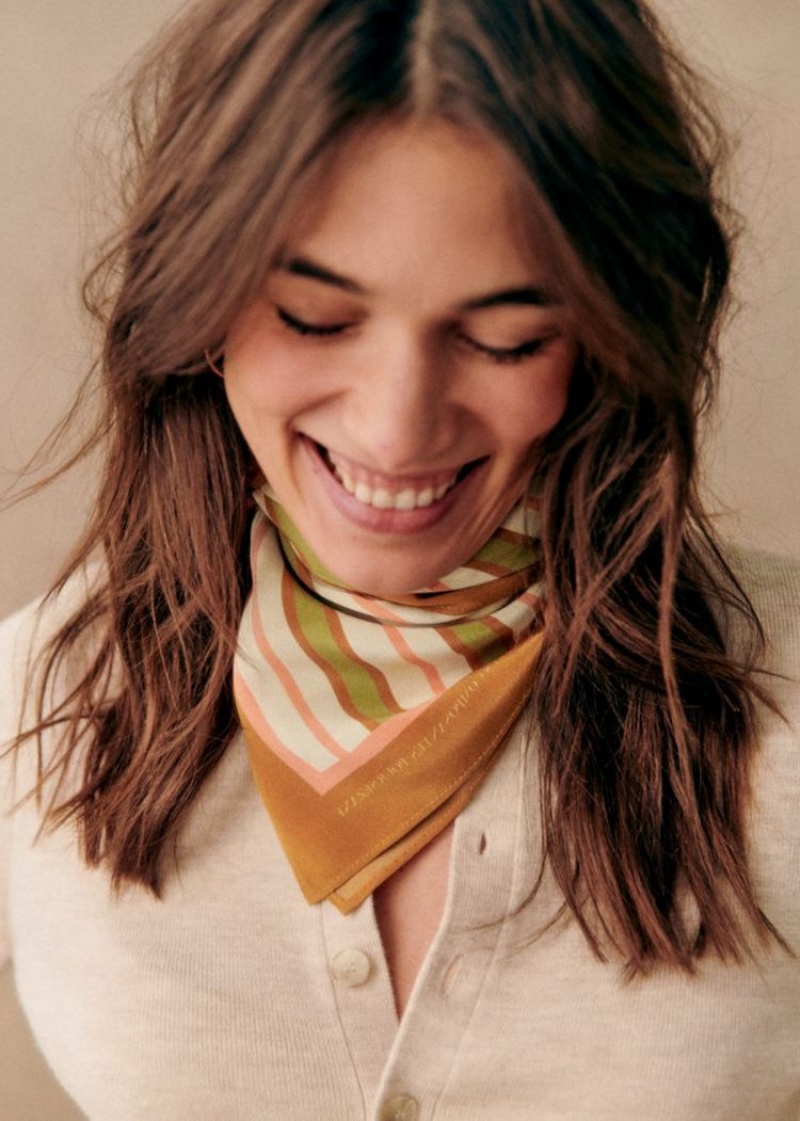 Green Pink Sézane Cléophée Women's Scarf | USA RCA-752891