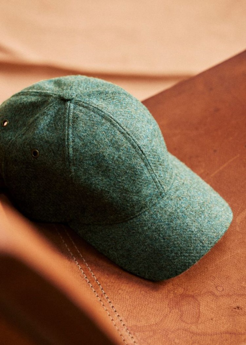 Green Sézane Chase Tweed Men's Caps | USA DUM-368749