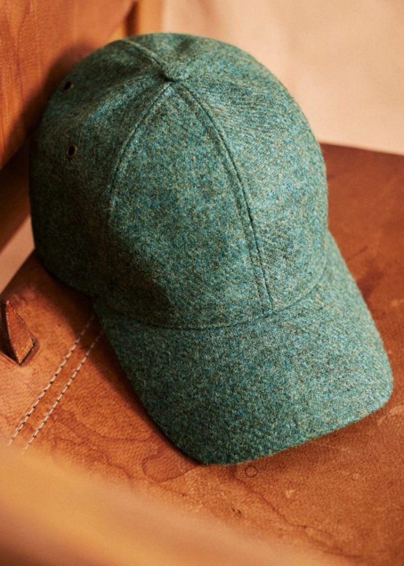 Green Sézane Chase Tweed Men's Caps | USA DUM-368749