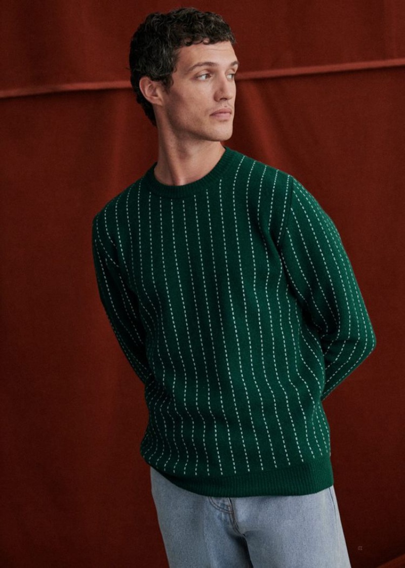 Green Sézane Darius Men's Sweater | USA JVG-725843