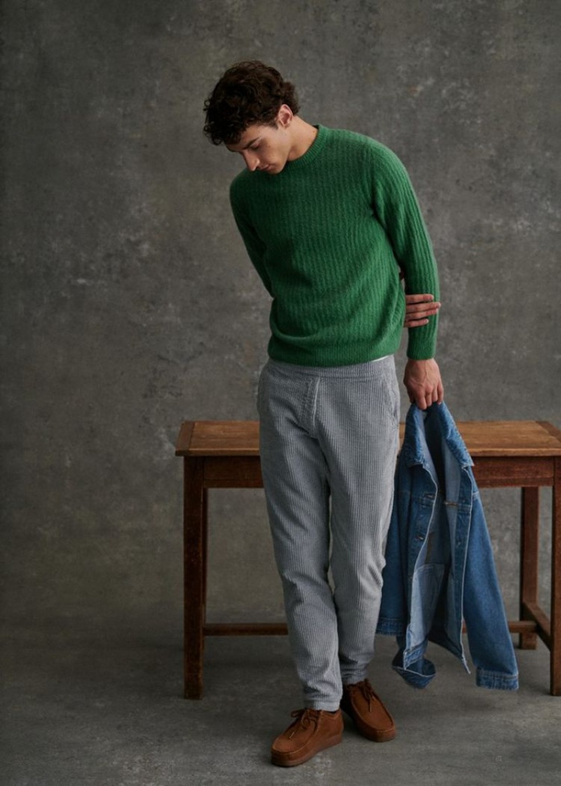 Green Sézane Huxley Men's Sweater | USA CXM-276493