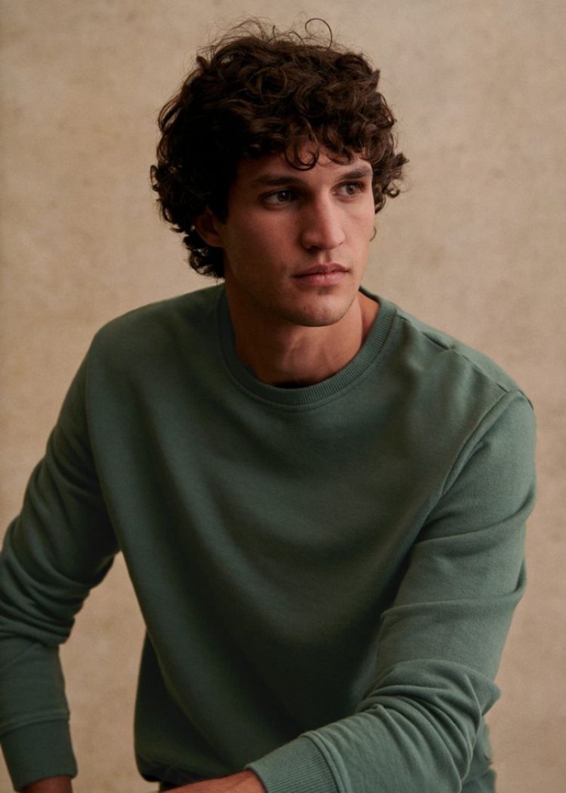 Green Sézane Jaylen Men's Sweatshirt | USA WRI-913270