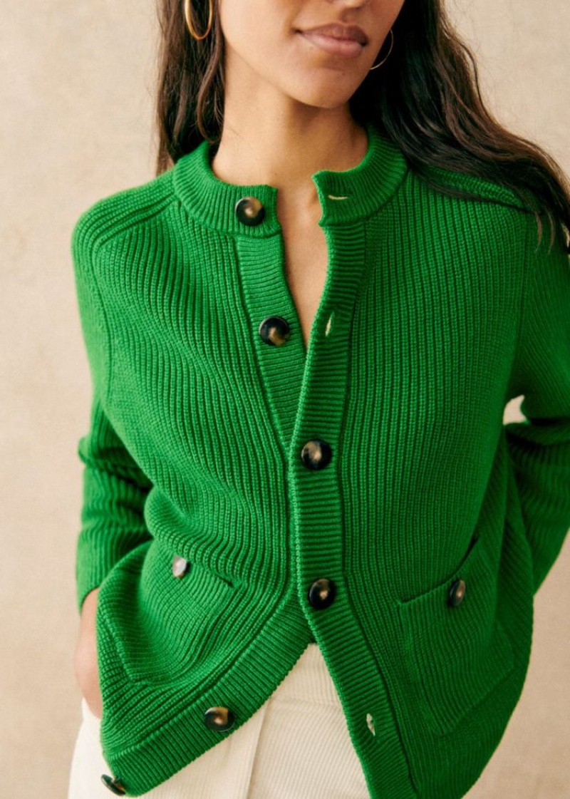 Green Sézane Madeline Women's Cardigan | USA XFU-365790