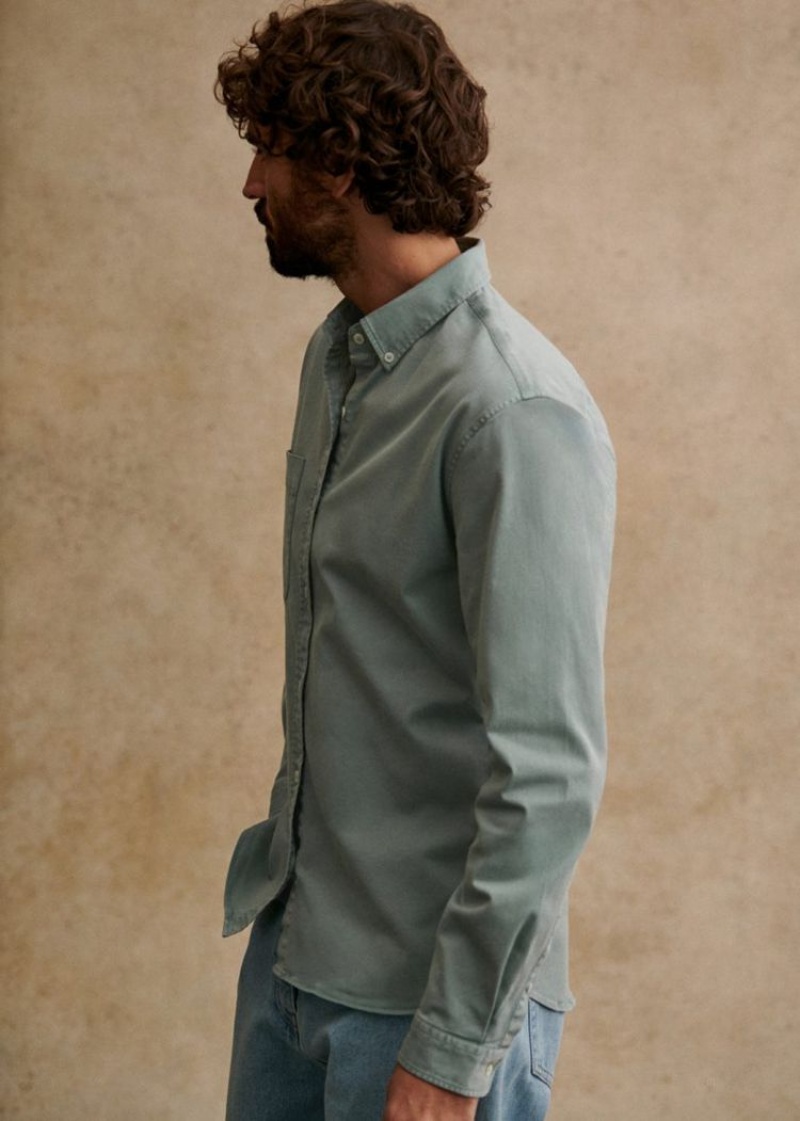 Green Sézane Miles Men's Shirts | USA AOW-562473