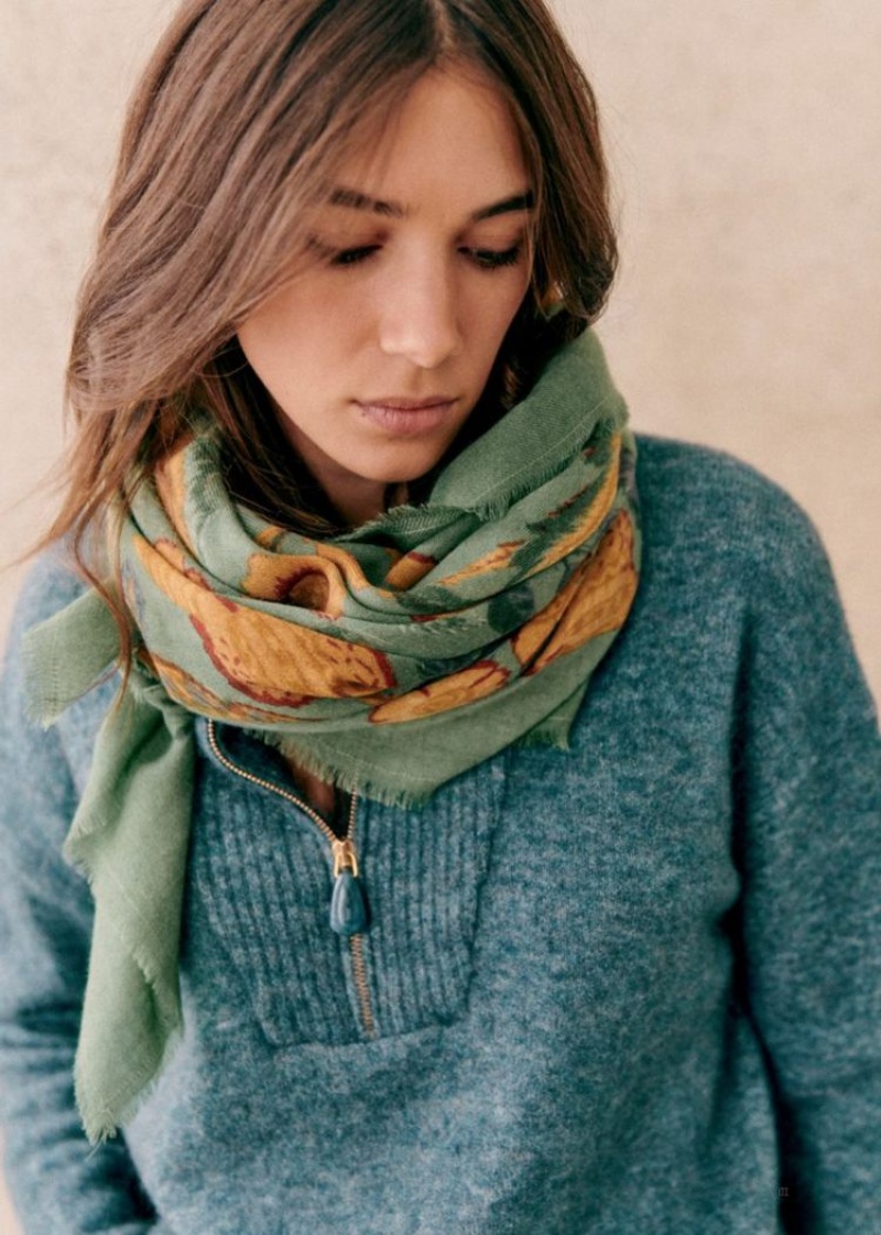 Green Sézane Pio Women's Scarf | USA FLT-736109