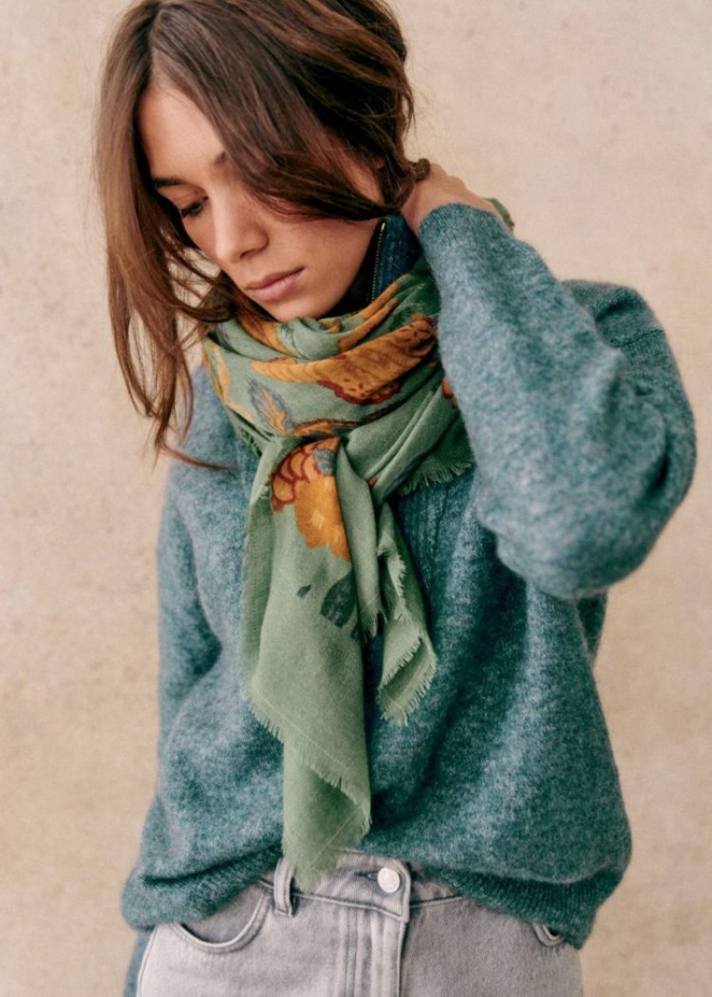 Green Sézane Pio Women's Scarf | USA FLT-736109