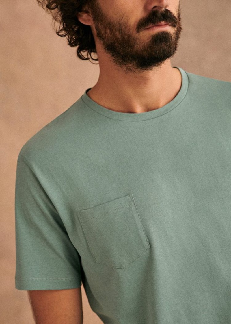 Green Sézane Sonny Men's T-Shirt | USA WJL-802936