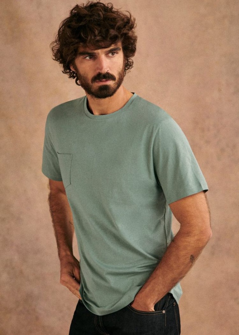 Green Sézane Sonny Men's T-Shirt | USA WJL-802936