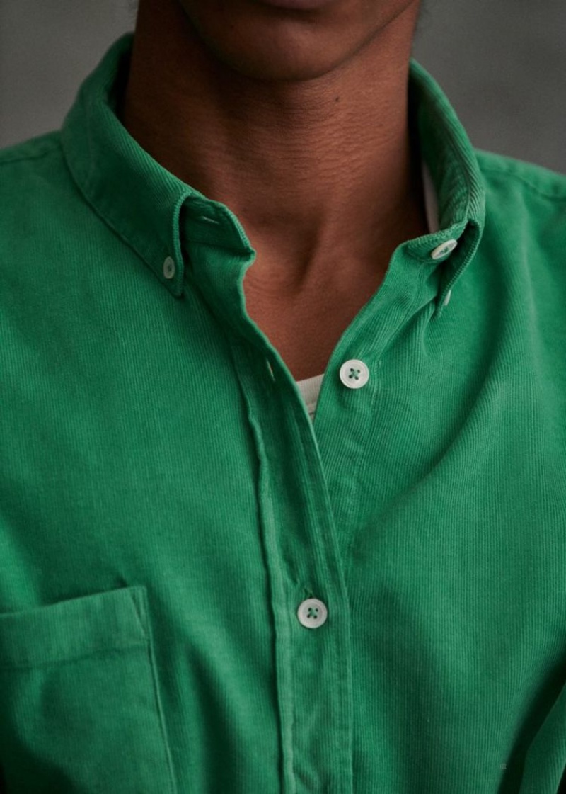 Green Sézane Velvet Charlie Men's Shirts | USA OBX-453189