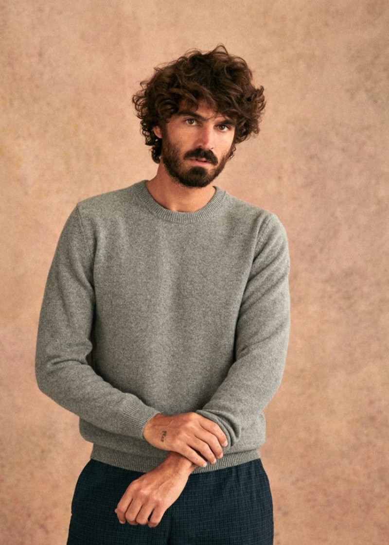 Grey Sézane Flynn Men's Sweater | USA NJZ-798630