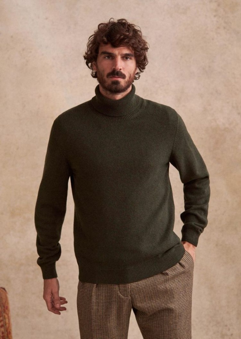 Khaki Sézane Kyle Men's Sweater | USA WGE-820194