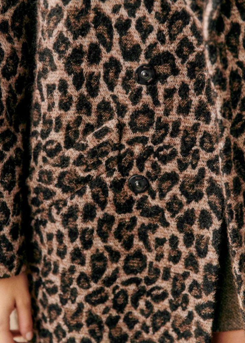 Leopard Brown Sézane Andrew Women's Coat | USA RJU-428310