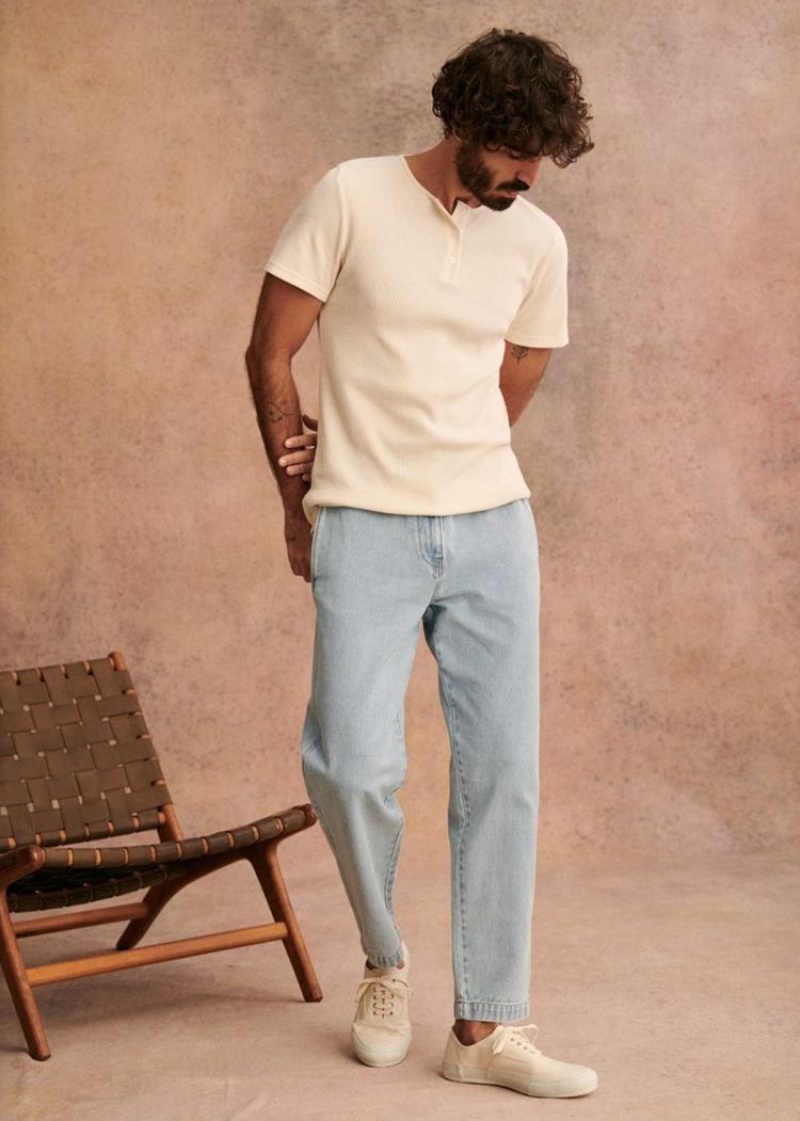 Light Blue Sézane Shane Men's Trousers | USA TDR-831562