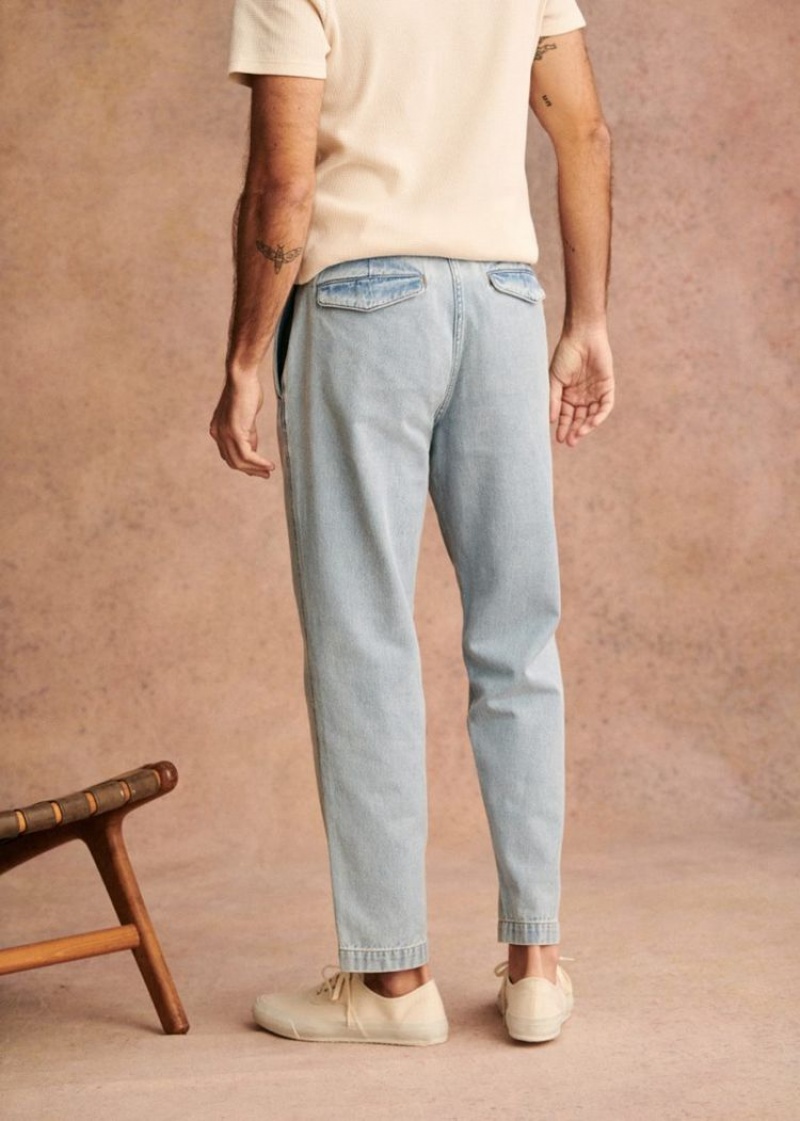 Light Blue Sézane Shane Men's Trousers | USA TDR-831562