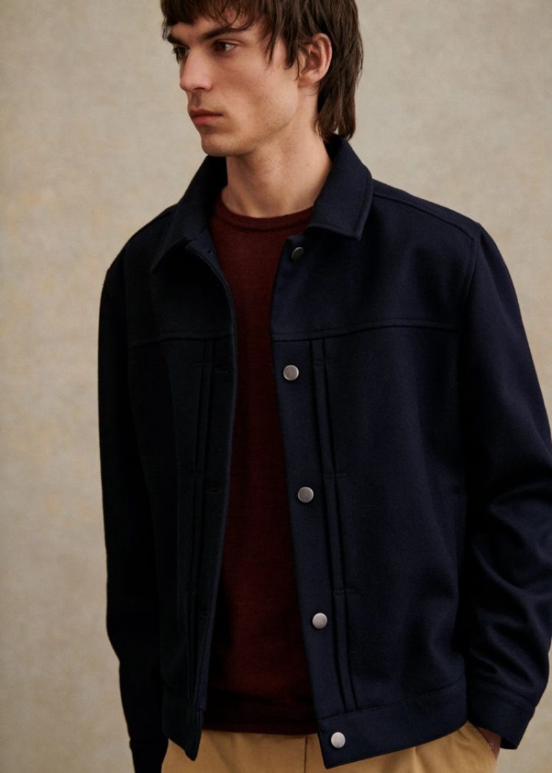 Navy Sézane Milton Blouson Men's Jacket | USA PYW-039578