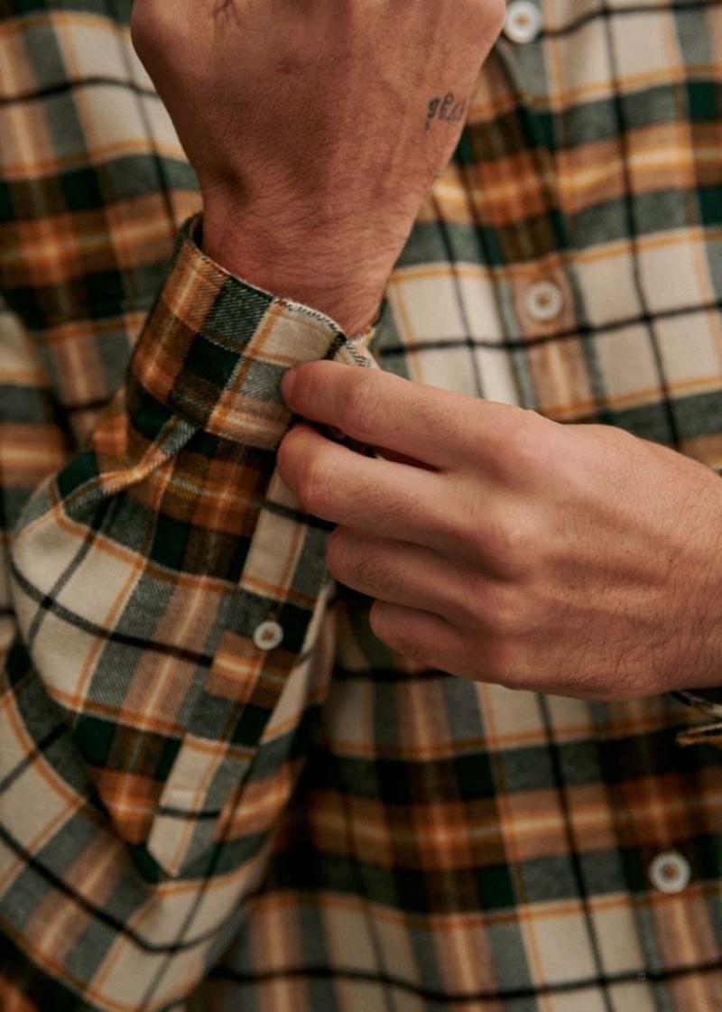 Orange Sézane Checked Flannel Charlie Men's Shirts | USA NSY-028749