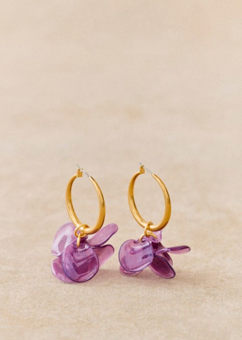 Purple Sézane Flora Hoops Women's Earrings | USA AWC-913057