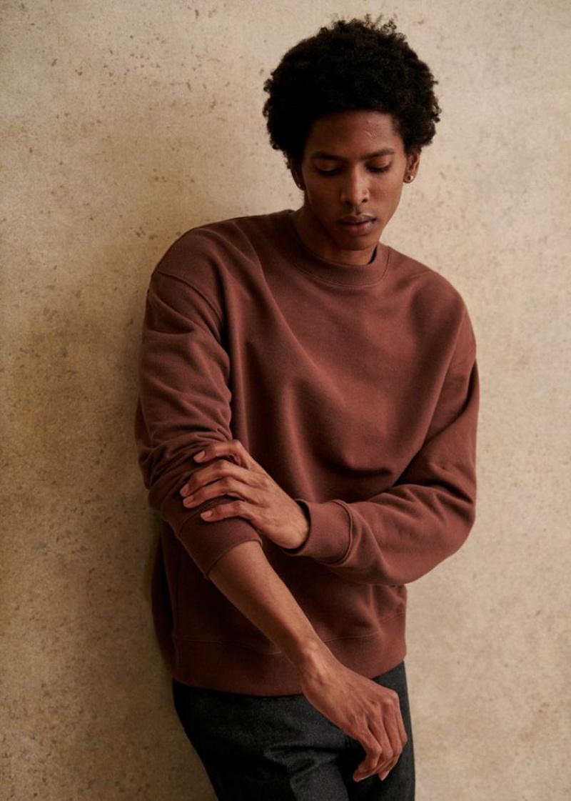 Red Sézane Boxy Men's Sweatshirt | USA YUH-897512