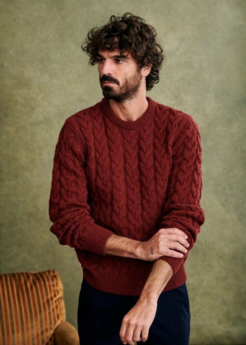 Red Sézane Lancy Men's Sweater | USA YFQ-970126