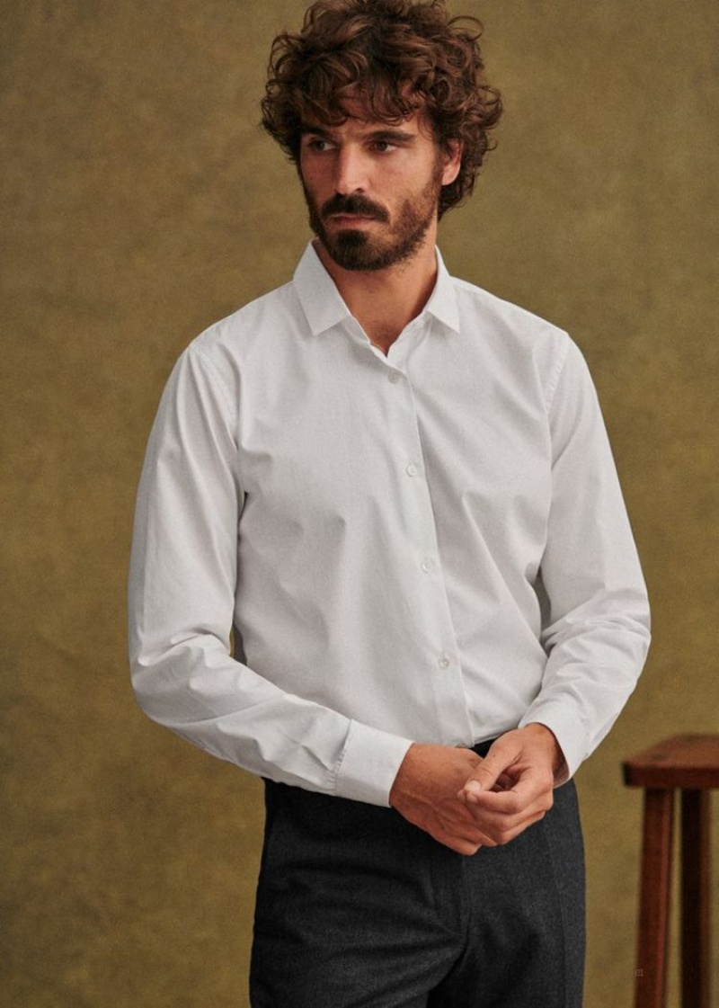 White Sézane Allen Poplin Men's Shirts | USA HYW-596407