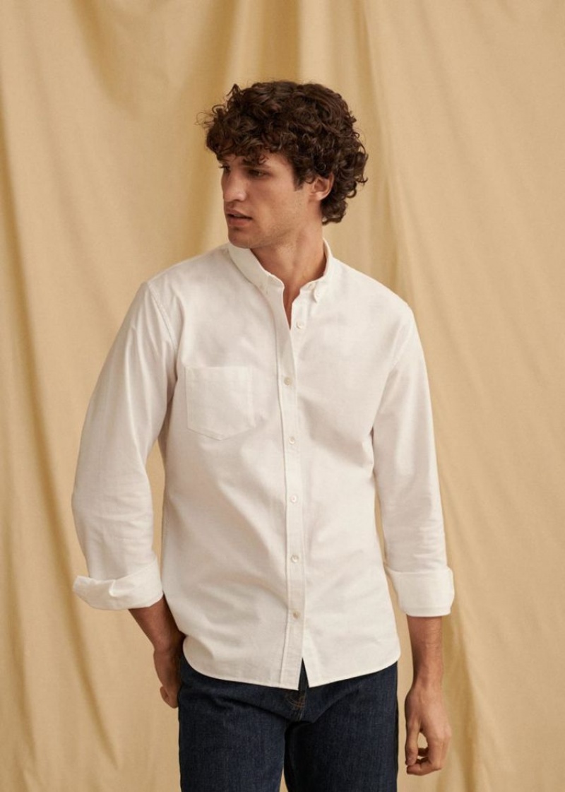 White Sézane Oxford Charlie Men\'s Shirts | USA TXI-106849